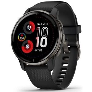 Garmin Venu 2 Plus GPS-smartwatch voor multisport, met oproepen via Bluetooth en gezondheidstracker, grijs met zwarte siliconen armband, 43 mm behuizing (gereviseerd)