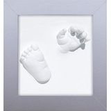 Happy Hands 3D Deluxe Silver Picture Frame Set voor een hand of voetafdruk van een baby (afmetingen: 23,5 x 23,5 cm, eenvoudige bediening, inclusief huidvriendelijke plasticine) zilver