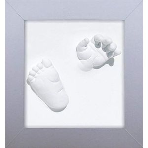 Happy Hands 3D Deluxe Silver Picture Frame Set voor een hand of voetafdruk van een baby (afmetingen: 23,5 x 23,5 cm, eenvoudige bediening, inclusief huidvriendelijke plasticine) zilver