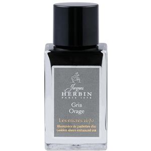 Jacques Herbin 16009JT - Een fles gouden glitterinkt voor vulpen, roller, glazen veer en penhouder, 15 ml, stormgrijs