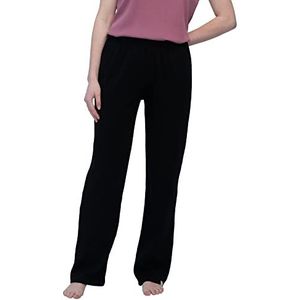 greenjama Geribbelde derbybroek pijamabroek voor dames, zwart.