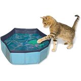 CROCI Opvouwbaar kattenzwembad, speelplaats voor katten buiten, badkuip met speelgoed, afmetingen: 30 x 10 cm