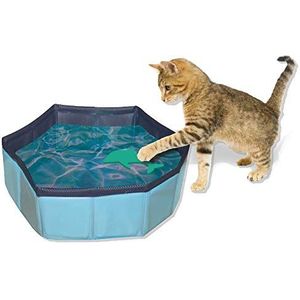 CROCI Opvouwbaar kattenzwembad, speelplaats voor katten buiten, badkuip met speelgoed, afmetingen: 30 x 10 cm