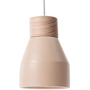 Spotlamp, keramische hanglamp, 40 W, beige/natuurlijk hout, Ø 12 x H 17 cm