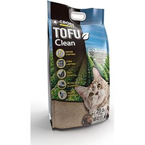 Croci Tofu Clean Kattentoilet, 20 liter, biologisch afbreekbaar in het toilet, 100% plantaardig, geurneutraliserend zand