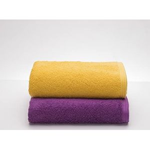 Sancarlos - Set van 2 Ocean Duo Lavabo-handdoeken, kleur mosterd en paars, 100% katoen, 550 g/m²