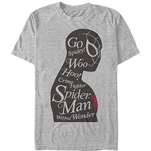 Marvel Avengers Classic Spiderman Silhouette Organic T-shirt met korte mouwen Melange Grey XXL, Melange Grey