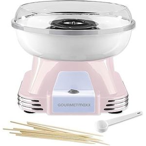 GOURMETmaxx Suikerspinmachine voor thuis, het origineel met 10 staafjes en maatlepels in nostalgisch retro design, hoogwaardige Cotton Candy voor elke gelegenheid [roze]