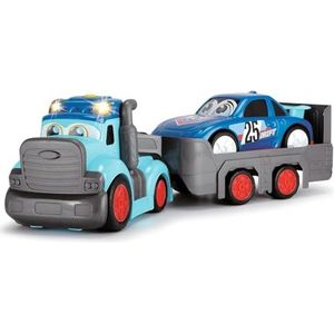 Dickie Toys Happy Truck vrachtwagen, aanhanger, afneembaar, voor voertuig met auto, 60 cm, batterijen inbegrepen