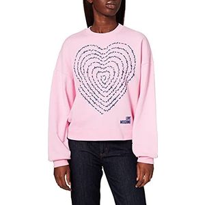 Love Moschino Dames ronde hals met lange mouwen en Rhombus Hem sweatshirt, Roze