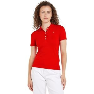 Tommy Hilfiger Slim Pique Ss 1985 Poloshirt S/S dames, fel rood