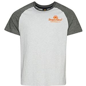 Superdry Bedrukt T-shirt voor heren, Glacier Grey Marl/Rich Charcoal Marl
