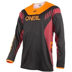 O'NEAL MX MTB Motorcross shirt met lange mouwen | lichte materialen, ademende materialen, comfortabele en casual pasvorm | Element FR Jersey Hybrid | volwassenen, zwart/rood/oranje