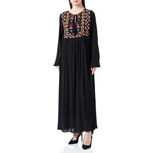 usha FESTIVAL Robe maxi pour femme, Noir, S