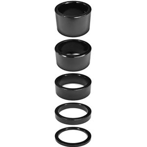 cyclingcolors 5 stuks fietsstuurstangen aluminium mountainbike zwart 1 1/8 inch 2 + 5 + 10 + 15 + 20 mm