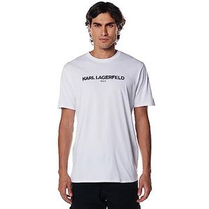 KARL LAGERFELD T-shirt met korte mouwen voor heren met logo en ronde hals, weelderig wit/tuin, M, Wit/weelderige tuin