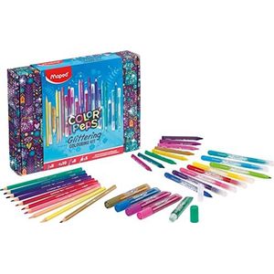 Maped - Color'Peps glitterkleurset – 8 glitterstiften + 10 kleurpotloden + 8 krijtjes + 5 tubes glittergel 984722 meerkleurig