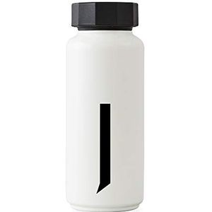 Design Letters Persoonlijke thermosfles (wit) – J – BPA-vrij, dubbelwandig, roestvrij staal, Scandinavisch design, houdt tot 24 uur koud/tot 12 uur warm, 500 ml, lekvrij, 280 g.