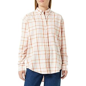 GANT D2 T-shirt Relaxed Check Flannel Blouse Dames, Zilver (Silver Peony)