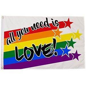 AZ FLAG Vlag Regenboog All You Need is Love 150 x 90 cm – Vlag LGBT Liefde 90 x 150 cm – Vlaggen