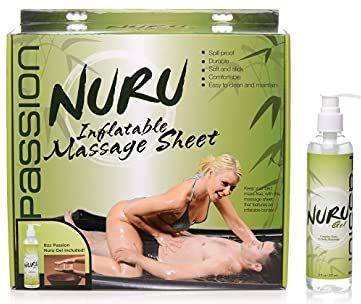 Xr Brands - Wet Games Bed - Incl. Nuru Bodyglide (237ml) - Zwart - Opblaasbaar