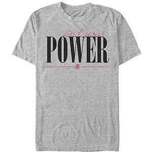 Marvel T-shirt unisexe Avengers Classic-Power Script Organic à manches courtes, Melange Grey, XXL