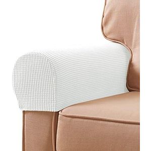 subrtex 2 stuks stretch spandex armleuninghoezen voor banken en fauteuils (off-white)