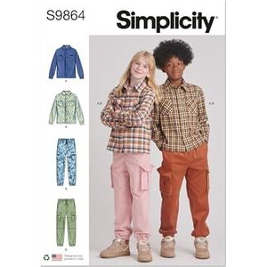 SIMPLICITY SS9864A Cargobroek en hemd voor meisjes en jongens A (7-8-10-12-14)