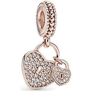 Abalorio Colgante Pandora 781807CZ Mujer Candado de Amor Rose, groot, zilver, zirkonia, zilver, zirkonia