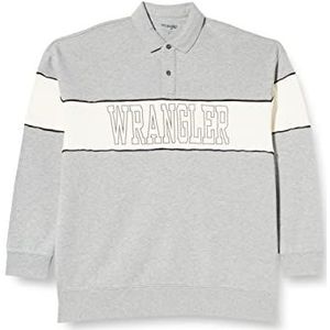 Wrangler Polo Collar sweatshirt heren sweatshirt, Mid Grey Melee, XL, Mid Grey Melee