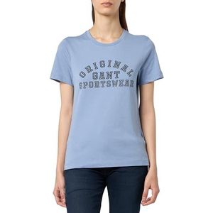 GANT T-shirt à col en C pour femme Reg Printed Ss, Blue Water, XL