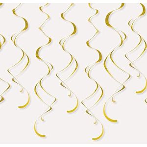 Unique Party 63283 - decoratieve gedraaide spiralen van kunststof, goudkleurig, 8 stuks