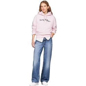 Tommy Hilfiger Im Reg Script Hilfiger Hoodie voor dames, Zacht roze