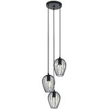 EGLO NEWTOWN kroonluchter, 1 x vintage 3-vlammige hanglamp, retro stalen hanglamp, kleur: zwart, fitting: E27, Ø 38 cm