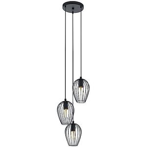 EGLO NEWTOWN kroonluchter, 1 x vintage 3-vlammige hanglamp, retro stalen hanglamp, kleur: zwart, fitting: E27, Ø 38 cm