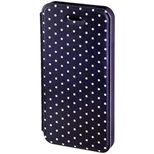 Hama Lumineux Dots Bookret beschermhoes voor Apple iPhone 5 / 5S, donkerblauw / wit