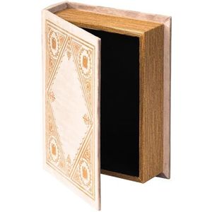 Vintage boekvormige decoratieve opbergdoos gebroken wit