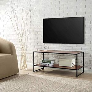 Zinus Garrison TV-kast 101 x 43 x 45 cm, tv-kast met planken, metalen frame, multifunctionele salontafel, zwart