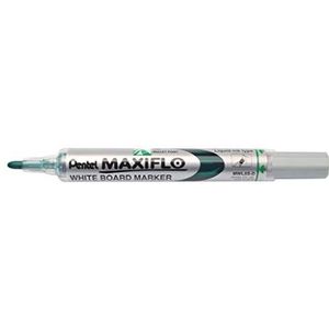 Pentel Maxiflo Whiteboard-markers, droog afwasbaar, medium punt, groen, 12 stuks