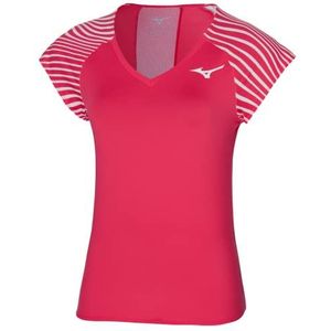 Mizuno Bedrukt tennis-T-shirt, dames, operarood, M, operarood