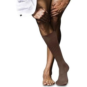FALKE Heren nr. 13 lange sokken ademend katoen lichte glans versterkte platte teennaad effen teen hoge kwaliteit elegant voor kleding en werk 1 paar, Bruin (Brandy 5167)