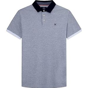 Hackett London Poloshirt met kraag geweven, herenhemd, lichtgrijs, S, Lichtgrijs