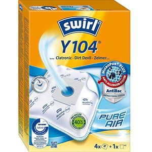 Swirl Y 104 MicroPor Plus stofzuigerzakken voor Clatronic, Dirt Devil, Zelmer stofzuiger, anti-allergeen filter, 4 stuks incl. filter