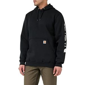 Carhartt Midweight Sleeve Hooded Sweatshirt Workwear Original Fit Hoodie met Logo op de Mouw Zwart Maat L, Zwart, L Heren, zwart.