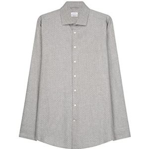 Seidensticker Zakelijk overhemd voor heren, strijkvrij met rechte snit, regular fit, lange mouwen, kentkraag, 100% katoen, grijs.
