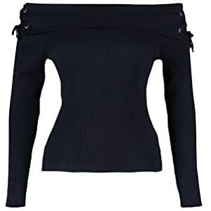 Trendyol Plus Size Fitted Basic Carmen Collar Knitwear Plus Size Jumper Sweater Dames (1 stuk), zwart.