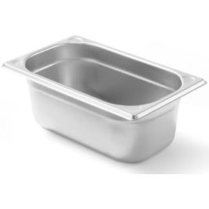 HENDI Gastronorme container, GN 1/4, hittebestendigheid -40 °C tot 300 °C, te gebruiken in convectieovens, koelkasten, waterbaden, chafing dishes, 2,8 l, 265 x 162 (H) 100 mm, roestvrij staal