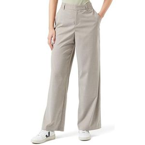 KAFFE Women's Trousers Wide Legs Mid-Rise Waist Zipper Fastening Pin Stripes Femme, Brindle/Chalk Pinstripe, 46