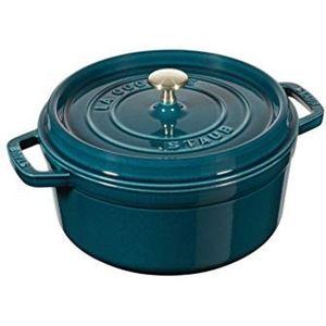 Staub Blauw (La Mer) 20 cm Stoofpan van Gietijzer - Ideaal voor braden, koken en serveren