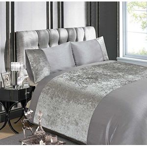 Lu Beddengoedset voor eenpersoonsbed, dekbedovertrek en kussensloop, fluweel, zilverkleurig